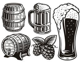 zwart-wit illustraties voor bierthema vector