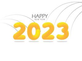 hoog kwaliteit gelukkig nieuw jaar 2023 gouden 3d vacht tekst. achtergrond. logo vector
