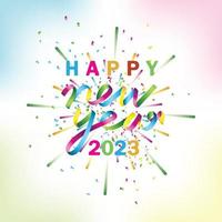2023 kleurrijk lint tekst, vector kaart, gelukkig nieuw jaar