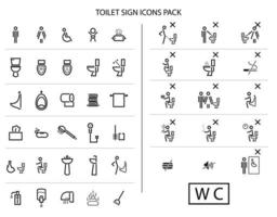 toilet tekens pak, badkamer pictogrammen set, vector pictogrammen pak, wc, gehandicapt pictogrammen, badkamer