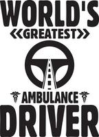 ambulance bestuurder t-shirt ontwerp bundel, typografie gaming ontwerp vector