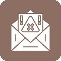 e-mail alarm glyph ronde hoek achtergrond icoon vector