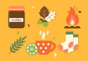 Gratis Flat Design Vector Herfst Elementen en Pictogrammen