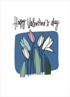 gelukkig valentijnsdag dag groet belettering met regenboogkleurig hart in de terug vector