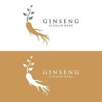 logo ontwerp van natuurlijk ginseng kruid fabriek en bladeren.logo voor bedrijf, kruiden, bloemen. vector