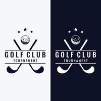 golf bal en golf club logo ontwerp. logo voor professioneel golf team, golf club, toernooi, bedrijf, evenement. vector