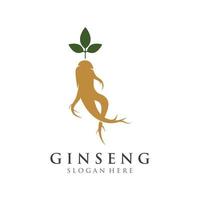 logo ontwerp van natuurlijk ginseng kruid fabriek en bladeren.logo voor bedrijf, kruiden, bloemen. vector