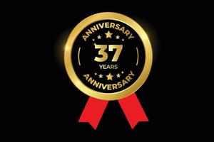 37 jaren gouden verjaardag viering premie vector ontwerp.