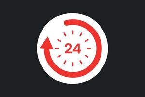 24 uren ondersteuning klok met pijl icoon vector