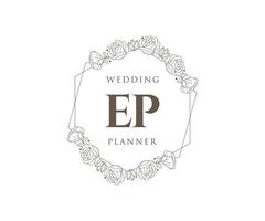 ep initialen brief bruiloft monogram logos verzameling, hand- getrokken modern minimalistisch en bloemen Sjablonen voor uitnodiging kaarten, opslaan de datum, elegant identiteit voor restaurant, boetiek, cafe in vector