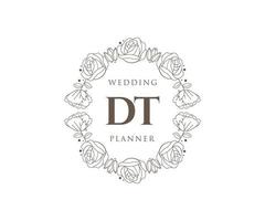 dt initialen brief bruiloft monogram logos verzameling, hand- getrokken modern minimalistisch en bloemen Sjablonen voor uitnodiging kaarten, opslaan de datum, elegant identiteit voor restaurant, boetiek, cafe in vector