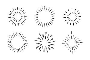 vuurwerk, starburst hand getrokken, vectorillustratie. vector