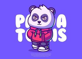 schattig panda karakter illustratie, icoon vector, vlak tekenfilm stijl. vector