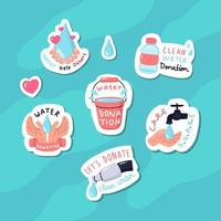 water donatie sticker collectie vector