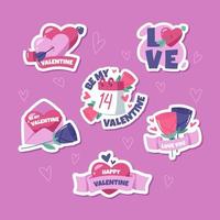 schattige valentijn sticker set vector