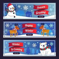 winter land cartoon banners vector