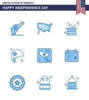 9 Verenigde Staten van Amerika blauw pak van onafhankelijkheid dag tekens en symbolen van Amerikaans bescherming dag helm onafhankelijkheid bewerkbare Verenigde Staten van Amerika dag vector ontwerp elementen