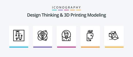 ontwerp denken en d het drukken modellering lijn 5 icoon pak inclusief e-mail. computergebruik. pen . oog . het dossier. creatief pictogrammen ontwerp vector