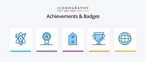 prestaties en badges blauw 5 icoon pak inclusief kenteken. trofee. leger. prijs. prestaties. creatief pictogrammen ontwerp vector