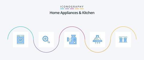 huis huishoudelijke apparaten en keuken blauw 5 icoon pak inclusief papier. rook. keuken. uitlaat. Koken vector