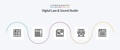 digitaal wet en geluid studio lijn 5 icoon pak inclusief dossier. geluid. live. het dossier. beperking vector