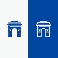 cultuur globaal hindoeïsme Indië Indisch Sri Lanka tempel lijn en glyph solide icoon blauw banier lijn en glyph solide icoon blauw banier vector