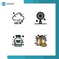 reeks van 4 modern ui pictogrammen symbolen tekens voor wolk geneeskunde bedrijf alternatief cyber bewerkbare vector ontwerp elementen