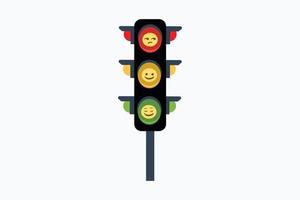 verkeer licht met rood geel en groen licht emoji vector. LED stad verkeer lichten tonen reglement van de weg. straat regulatie systeem signaal symbool. vector