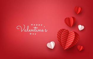 papieren harten stijl Valentijnsdag kaart vector
