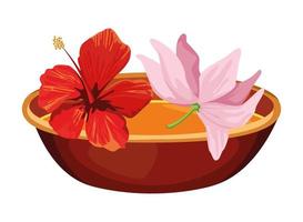 cartoon hibiscus en lotusbloemen vector