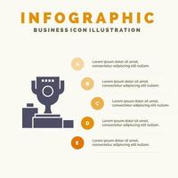 kom ceremonie kampioen kop beker solide icoon infographics 5 stappen presentatie achtergrond vector