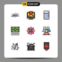 voorraad vector icoon pak van 9 lijn tekens en symbolen voor boodschappen doen geld uitverkoop ecommerce huis bewerkbare vector ontwerp elementen