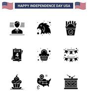 groep van 9 solide glyphs reeks voor onafhankelijkheid dag van Verenigde staten van Amerika zo net zo Amerikaans zoet voedsel partij bruiloft bewerkbare Verenigde Staten van Amerika dag vector ontwerp elementen