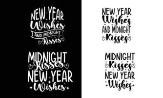 nieuw jaar wensen middernacht kusjes t overhemd ontwerp. vector