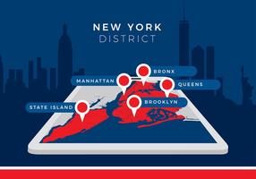 New York District Map Gratis Vector