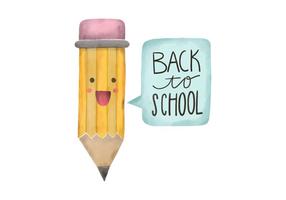 Terug naar school Watercolor Pencil Character Vector