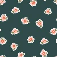 hand getekende naïeve madeliefje losse bloemen met bladeren vector naadloze patroon. blotched retro bloementextuur voor textiel, print, stof, wrap, papier.