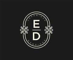 ed initialen brief bruiloft monogram logos sjabloon, hand- getrokken modern minimalistisch en bloemen Sjablonen voor uitnodiging kaarten, opslaan de datum, elegant identiteit. vector