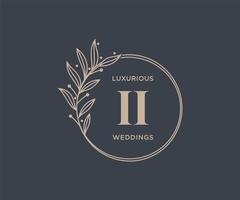 ii initialen brief bruiloft monogram logos sjabloon, hand- getrokken modern minimalistisch en bloemen Sjablonen voor uitnodiging kaarten, opslaan de datum, elegant identiteit. vector