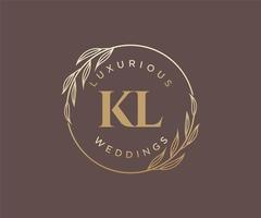 kl initialen brief bruiloft monogram logos sjabloon, hand- getrokken modern minimalistisch en bloemen Sjablonen voor uitnodiging kaarten, opslaan de datum, elegant identiteit. vector