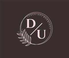 du initialen brief bruiloft monogram logos sjabloon, hand- getrokken modern minimalistisch en bloemen Sjablonen voor uitnodiging kaarten, opslaan de datum, elegant identiteit. vector