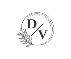 dv initialen brief bruiloft monogram logos sjabloon, hand- getrokken modern minimalistisch en bloemen Sjablonen voor uitnodiging kaarten, opslaan de datum, elegant identiteit. vector