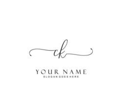 eerste ck schoonheid monogram en elegant logo ontwerp, handschrift logo van eerste handtekening, bruiloft, mode, bloemen en botanisch met creatief sjabloon. vector
