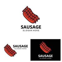 worst logo, modern voedsel vector, ontwerp voor rooster voedsel merken, barbecue, worst winkel, hotdog vector