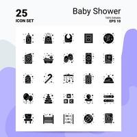 25 baby douche icoon reeks 100 bewerkbare eps 10 bestanden bedrijf logo concept ideeën solide glyph icoon ontwerp vector