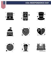 solide glyph pak van 9 Verenigde Staten van Amerika onafhankelijkheid dag symbolen van Iers groen telefoon vlag magie hoed bewerkbare Verenigde Staten van Amerika dag vector ontwerp elementen