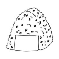 hand- getrokken onigiri clip art. Japans snel voedsel gemaakt van rijst. rijst- bal in noch ik zeewier vector