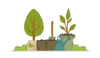 serre. cultiveren. vector illustratie van landbouw. groente tuin. bomen.