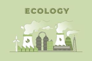 de concept van ecologie. vector illustratie van eco-planten spandoek. station. groen achtergrond.
