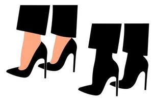 silhouet van hoog hiel- schoenen Aan vrouw poten. Dames schoen model. elegant medeplichtig vector